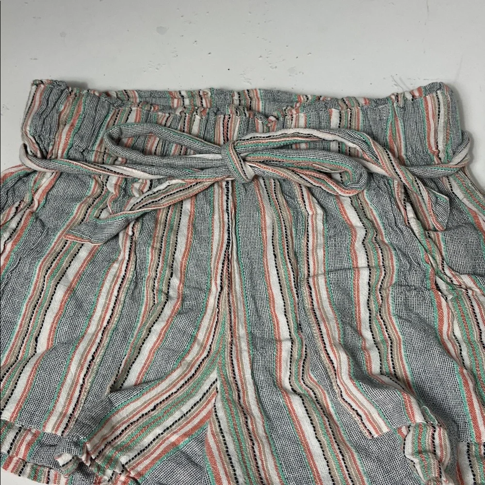 Planet Gold Medium Striped Elastic Waist Pull On Multi Color Tie Waist Shorts